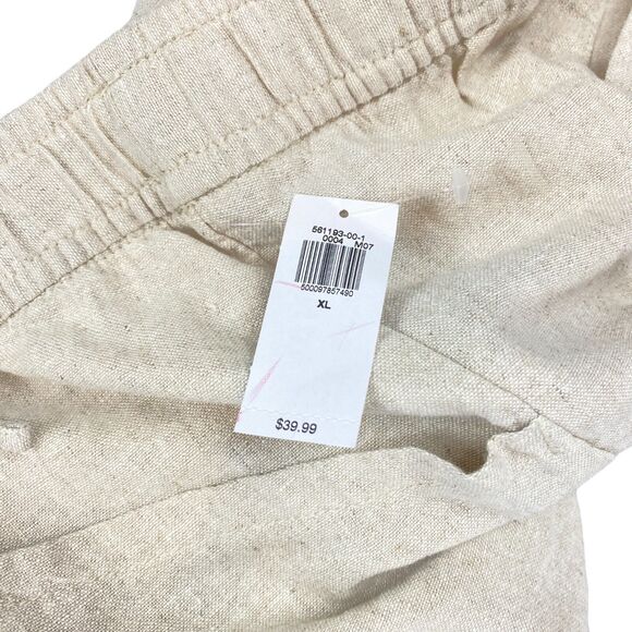 Old Navy Linen Pants Womens XL Beige Casual Flat Front Straight Leg Drawstring - Picture 7 of 16